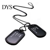 Military Army Style Black 2 Dog Tags Pendant Sweater Chain Necklace Men's Jewelry black