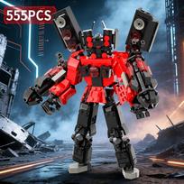 Upgrade Skibid-i Toilet Titan Building Blocks Set, Speakerman Cameraman Figure Construction Toy, DIY Model Kit for Brithday Gift red