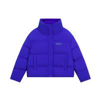 Li Ning Vital Series Solid Color Logo Print Stand Collar Down Jacket Women Outerwear Bright-Blue AYMS164-4 M