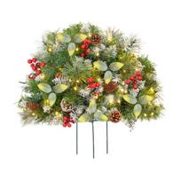 Lighted Artificial Christmas Urn Filler Battery Powered Pre-Lit Xmas Pine Trees A 1pc