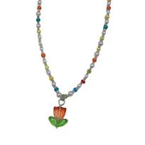 Sweet Bohemia Short Choker Chain Colorful Beaded Necklace for Women Tulip Pendant Necklace Beaded Choker Necklace Gift oranžinė