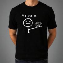 Plz Use It T-shirt Funny Sad Stickman Casual Printed Top Latest Men's Gift Tee M brown
