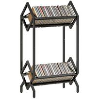 50 CD laikiklis, 2 pakopų metalinis CD laikymo vienetas, pastatomas, lengvai surenkamas, juodas 45.2 x 25.4 x 80 cm