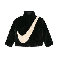 Nike moteriškas oversized striukė su Swoosh logotipu Azijos dydis Juoda Fossil CU6559-010 S juoda