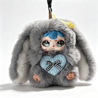 Mielas ilgaausis zuikis pliušinis raktų pakabukas Purus saldus zuikis vinilinė lėlė pakabukas dekoras Kuprinės pakabukas Mergaitėms Kawaii Dovana white