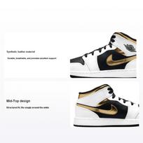 Air Jordan 1 Mid GS Balti Auksiniai Vaikams Sportbačiai Daugiaspalviai Juodi 554725-190 36.5 black