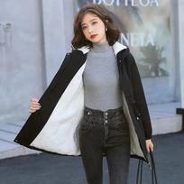 Winter Mid-length Hooded Fleece Lined Coat Women Warm Parka Thicken Outwear Casual Loose Jackets Trenchcoat Snowwear Windbreaker 3XL juoda