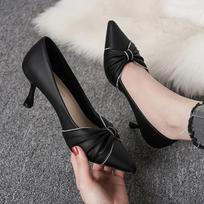 Black High-heeled Women's Slender Heel Autumn  Pointy Work Shoes Temperament Career Women's Shoes Not Tired Feet 40 juoda
