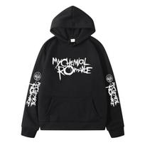 My Chemical Romance Mcr Grupės Spausdintas Laisvalaikio Džemperis Vyriškas Ir Moteriškas Tas Pats Aukštos Kokybės Madingas Laisvas Dydžio Hoodie XS juoda