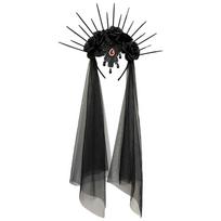 Gotikinė rožių karūnos galvos juosta festivalio kostiumui Plaukų juosta Lolita stiliaus vaidmenų žaidimų vakarėlio rekvizitas Moteriški punk stiliaus galvos apdangalai black