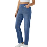 High Waist Straight Leg Jeans for Women Classic Fit Five Pocket Design Durable Denim Fabric Casual Style Pants XXL mėlyna