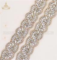Rhinestone  Applique Crystal Sash Kristall Borte Beaded Gold Crystal Rhinestone Trimmings for Bridal Belts 3.2cm width auksas