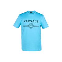 Versace Medūzos rašto spausdintas apvalios apykaklės trumpomis rankovėmis vyriškas marškinėlis/megztukas Dangaus mėlynumo A87573-A228806-A1461 S