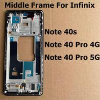 For Infinix Note 40 40s Pro 4G 5G Middle Frame Front LCD Bezel Faceplate Housing Chassis Power On Off Volume Button Flex Cable Note 40 Pro 4G Gold gray