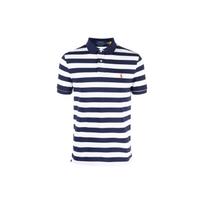 Polo Ralph Lauren SS23 Dryžuoti Logotipo Siuvinėti Trumpomis Rankovėmis Polo Marškinėliai Vyriški Polo Marškinėliai Mėlyni Balti 710898606-001 M blue