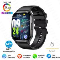 Moteriškas išmanusis laikrodis 2,01 colio AMOLED ekranas Bluetooth skambutis NFC sportinis laikrodis kraujo spaudis muzika moteriškas išmanusis laikrodis Huawei Xiaomi juoda