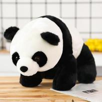 Black and white cloth doll lying down panda plush toy giant panda cute doll birthday gift hug bear for girl 26cm（0.25kg） white