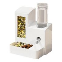 Automatinė žiurkėno lesyklėlė 3 viename Maisto ir vandens dozatorius 3 skyrių maitinimo stotelė su 125 ml buteliuku namams, triušiui, šeškui, smulkiam gyvūnui balta