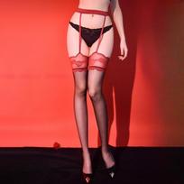 3D Ultra Thin Transparent Thigh High Stockings With Garter Belt Women Sexy Lace Patchwork Suspender Medias Pole Dance Clubwear One Size brown