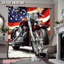 2 vnt. Šaunios motociklo užuolaidos Amerikos vėliava Klasikinė užuolaida Motociklas Ekstremalus sportas Modernus Tinka svetainei Miegamajam 100*130 Rod Pocket 1pcs white
