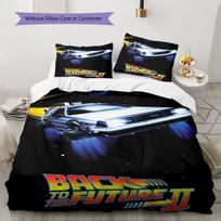 Back to the Future Pattern Bedding,Quilt Set Quilt Cover Pillowcase Home Birthday Gift (1 * duvet cover + 2 * pillowcase, without core) 135x200cm white