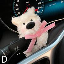 Automobilio Pliušinis Šuns Lėlė Automobilio Valytuvo Posūkio Signalo Jungiklio Dekoracija Vairo Lemputės Valymo Ornamentas Mielas Kaspinėlis Šuns Automobilio Salono Dekoras Dovana white