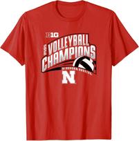 Nebraska Cornhuskers Big Ten Champs 2025 Volleyball T-Shirt 2XL red
