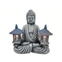 1pc Lighthouse Buddha Statues with LED Lights, Solar-Power Buddha Sculpture Decor for Home Garden, Yard, Patio, Yoga gray