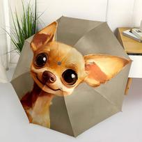 Chihuahua,Cute Automatic Folding Umbrella Compact 8 rib Design,Unique Style,Suitable for Everyday Outdoor Use,Perfect Gift for Friends orange