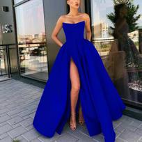 New European And American Dresses, Sexy Tube Tops, Long Banquet Host Evening Dresses S