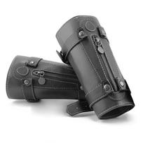 Medieval Steampunk Zippered Leather Wristbands & Gothic Arm Gauntlets One Size tamsiai ruda spalva