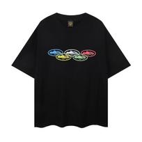 Trendy brand love printing short-sleeved T-shirt for men and women of the same style, loose summer couple's clothing S