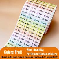 Name Tag Sticker Custom Waterproof Kawaii Stickers Decals Personalized First Name Label for Children School Stationery Bottle white