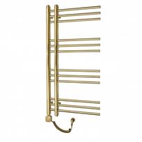 Elektrinis rankšluosčių džiovintuvas WOBBEE GLASTON GOLD PVD 50x100cm braižyto aukso spalvos kairinis su tenu su laidu W-GLAS-50100BG+300SCGM-L