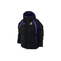 Jordan NBA Los Angeles Lakers Spalvų Blokų Raidžių Logotipo Siuvinėtas Gobtuvas Medvilninė Striukė Vyriška Striukė Juoda DR2445-010 S