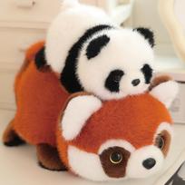 Mielas apverčiamas panda, virtęs raudonosios pandos lėle, lėlė, pliušinis žaislas, smagi lėlė, vaiko dienos dovana 25cm black