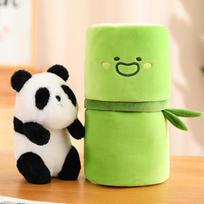 Bamboo Tube Panda Doll Simulation Giant Panda Plush Toy Bear Doll Children Girl Rag Doll Gift Panda 25cm bamboo tube 30cm