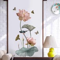 Creative Flower Pattern Wall Stickers Removable Self-adhesive Wall Decals DIY Wallpaper Home beige