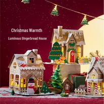 Handmade DIY Gingerbread House Craft Kit for Kids - Warm Glow Christmas Toy beige