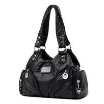 Luxury Soft Pu Leather Brand Girls Shoulder Bags Black HandBags Tote New Arrival Mini Small Motorcycle Bags Crossbody for Women juoda