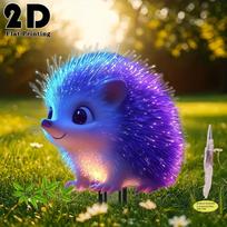 2D plokščias mielas ežiukas sodo kuoliukas - UV aktyvuojamos neoninės spalvos, nereikia elektros, lengvas lauko dekoras Helovinui, Kalėdoms, sodui, veja 10*7cm blue
