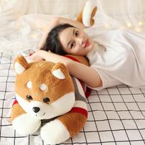 Cute Plush Shiba Inu Toy Dog Doll Doll Sleeping Pillow Girl's Birthday Gift 1.3m beige