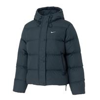 Nike Therma-Fit Loose Duck Down Warm Windproof Water-Resistant Sports Hooded Long Sleeve Down Jacket Women outerwear Dark-Green IH0728-390 XL black