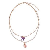 Bohemian Bowknot Shells Layered Necklace Elegant Choker Y2K Pearl Beaded Evil Eye Charm Clavicle Chain Summer Jewelry 1