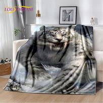 Žvėris Tigras, Kardadantis Animacinis Minkštas Pliušinis Antklodė, Flanelinis Antklodė Mesti Antklodė Svetainei Miegamajam Lovai Sofai Iškylai 75x90cm gray