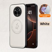 Belaidžio įkrovimo magnetinis dėklas Realme 14 Pro 5G 14 Pro+ Plus Apsauginis dangtelis PU odos kietas galinis dangtelis Coque realme 14 Pro balta