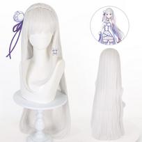 Emilia Rezero Cosplay Kostiumas Apsiaustas Perukas Anime Re Zero Cosplay Helovino Šventė Tarnaitės Uniformos Apranga Moterims One Size white