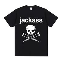 Jackass Skeleto Ramentų Logotipo Marškinėliai Vyrams Moterims Madingi Dydeli Medvilniniai Trumpomis Rankovėmis Marškinėliai Vyriški 90-ųjų Gotikiniai Vintage Marškinėliai S gray