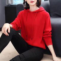 Hooded Drawstring Knitted Sweater Women's Jacket, Outer Wear, Inner Wear, Spring and Autumn Long-sleeved Pullover Sweater Women one size raudona