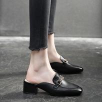 Ladies Shoes Women's High Heels Fashion Pumps Square Heel Solid Female Shoes High Heels 40 juoda